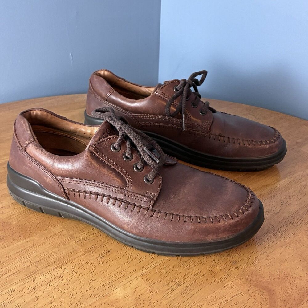 Ecco Seawalker Casual Walking Shoes Brown Leather Mens Size EU 42 US 8-8.5